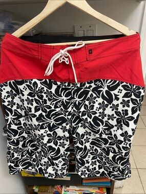 Vintage Red Star Bright Red Board Shorts